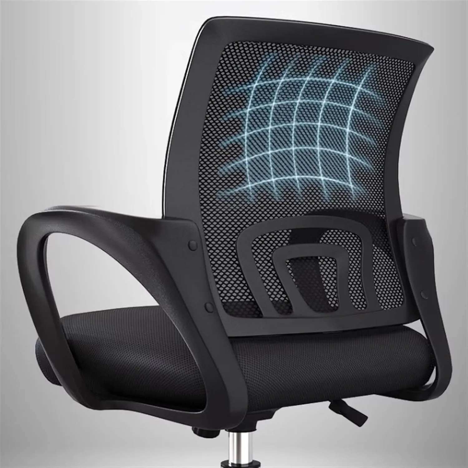 Classic Office Desk Chair Gaming-Ergonomic Mid Back Comfortable Cushion Lumbar Support Mesh Adjustable Swivel Rolling Home Executive Office Chair Desk Task Chair(Blue)