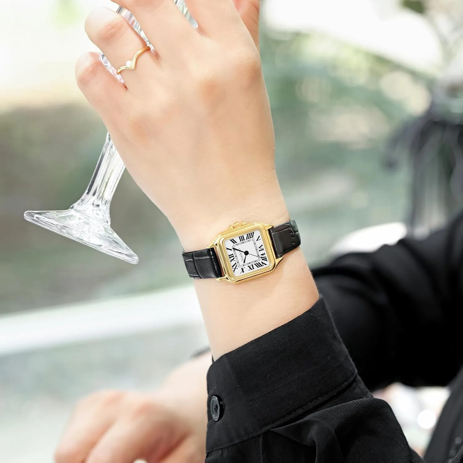 Classic Square Watches for Women with Roman Numerals Ladies Casual Dress Watch