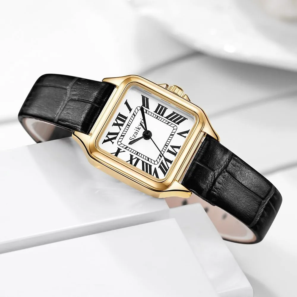 Classic Square Watches for Women with Roman Numerals Ladies Casual Dress Watch