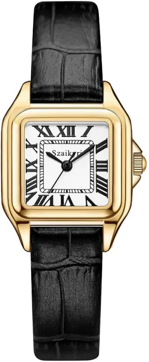 Classic Square Watches for Women with Roman Numerals Ladies Casual Dress Watch