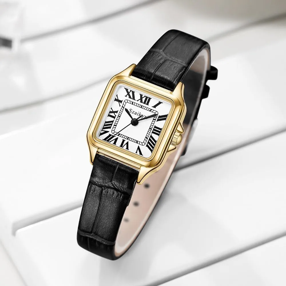 Classic Square Watches for Women with Roman Numerals Ladies Casual Dress Watch
