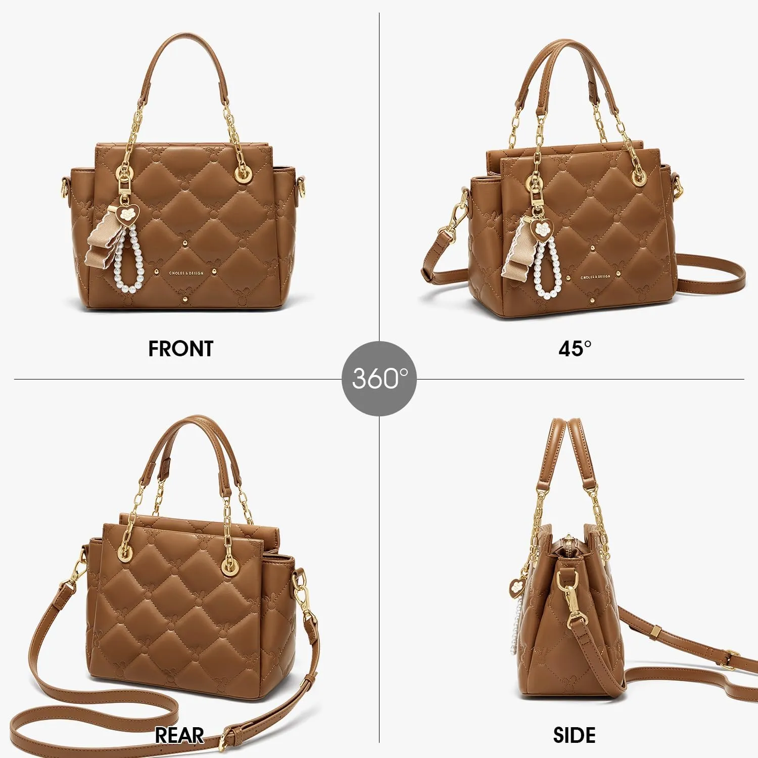 Cnoles Satchel Bag For Women Fashion Leather Handbags and Purses Shoulder Tote Crossbody Top Handle Bags