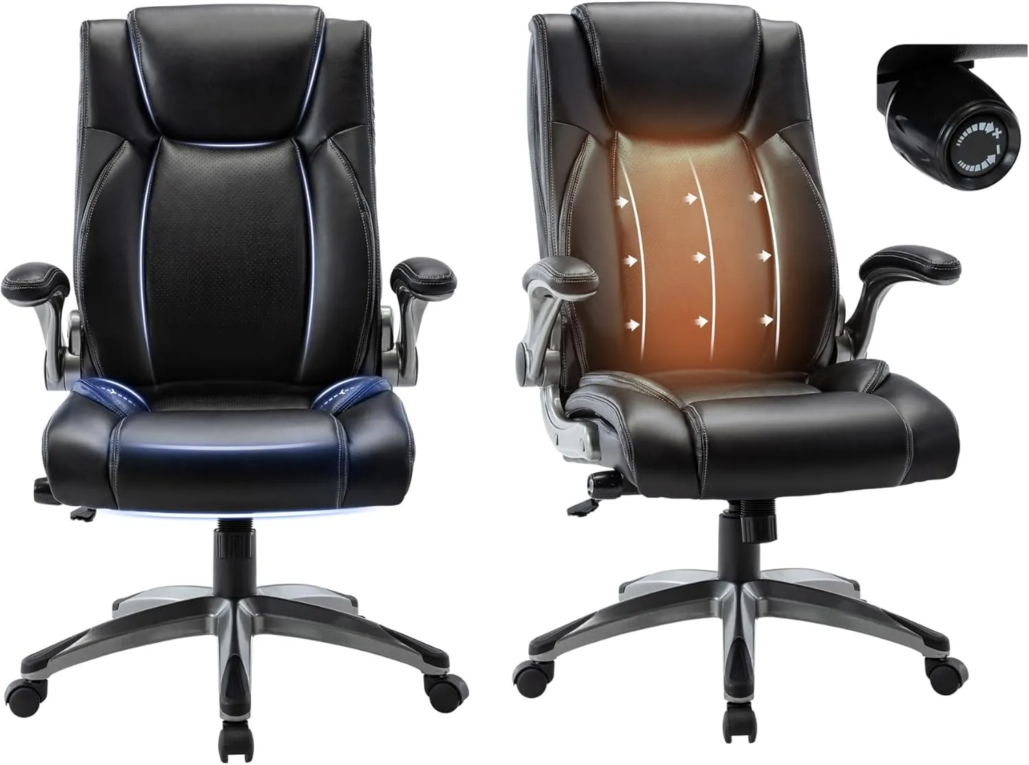 COLAMY Ergonomic Home Office Chair-Adjustable Lumbar Support for Extra Comfort, High Back Design with Padded Flip-up Arms for Adult Working, Study, Gaming (Black), 250lbs