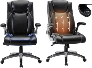 COLAMY Ergonomic Home Office Chair-Adjustable Lumbar Support for Extra Comfort, High Back Design with Padded Flip-up Arms for Adult Working, Study, Gaming (Black), 250lbs