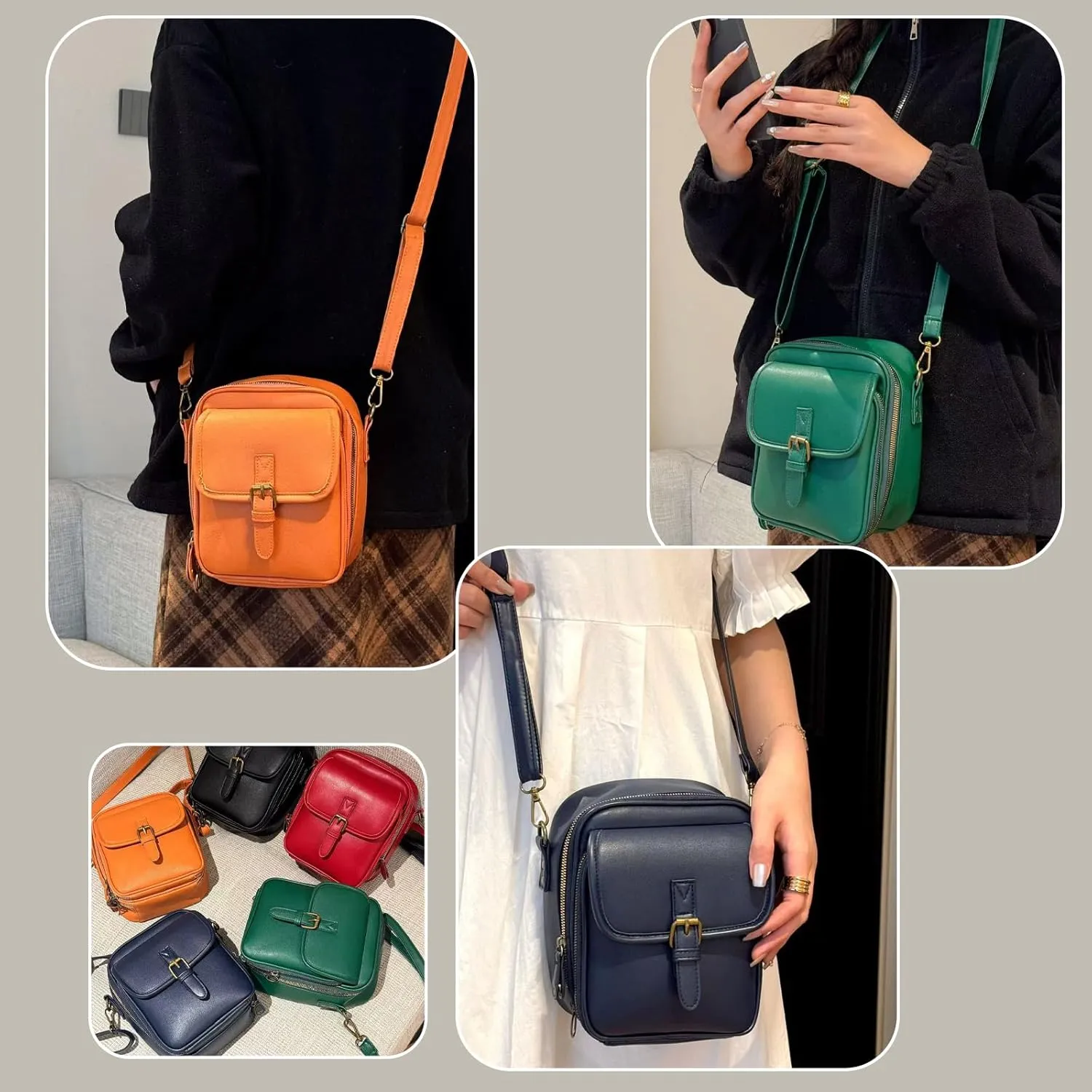 Collaboraten1 Crossbody Leather Bag, with Built in Wallet, Anti-Theft Retro Design