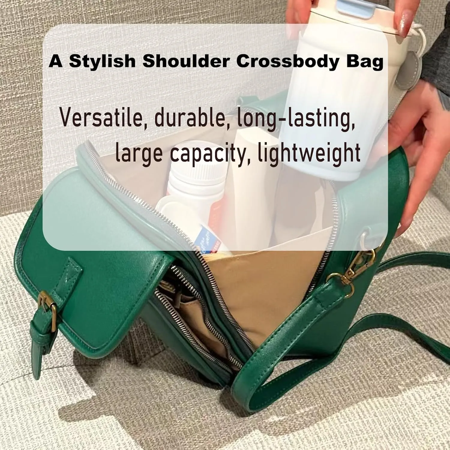 Collaboraten1 Crossbody Leather Bag, with Built in Wallet, Anti-Theft Retro Design