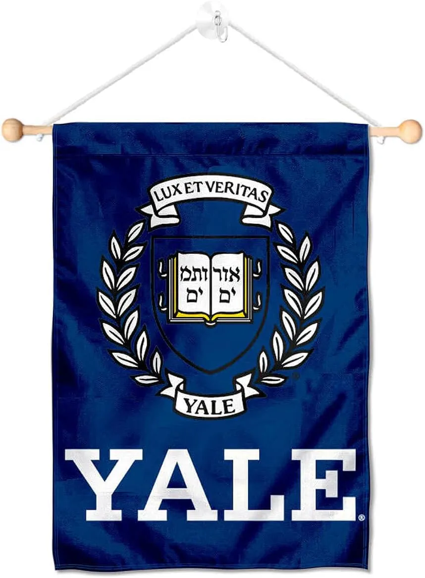 College Flags & Banners Co. Yale Bulldogs Window Wall Banner Hanging Flag with Suction Cup