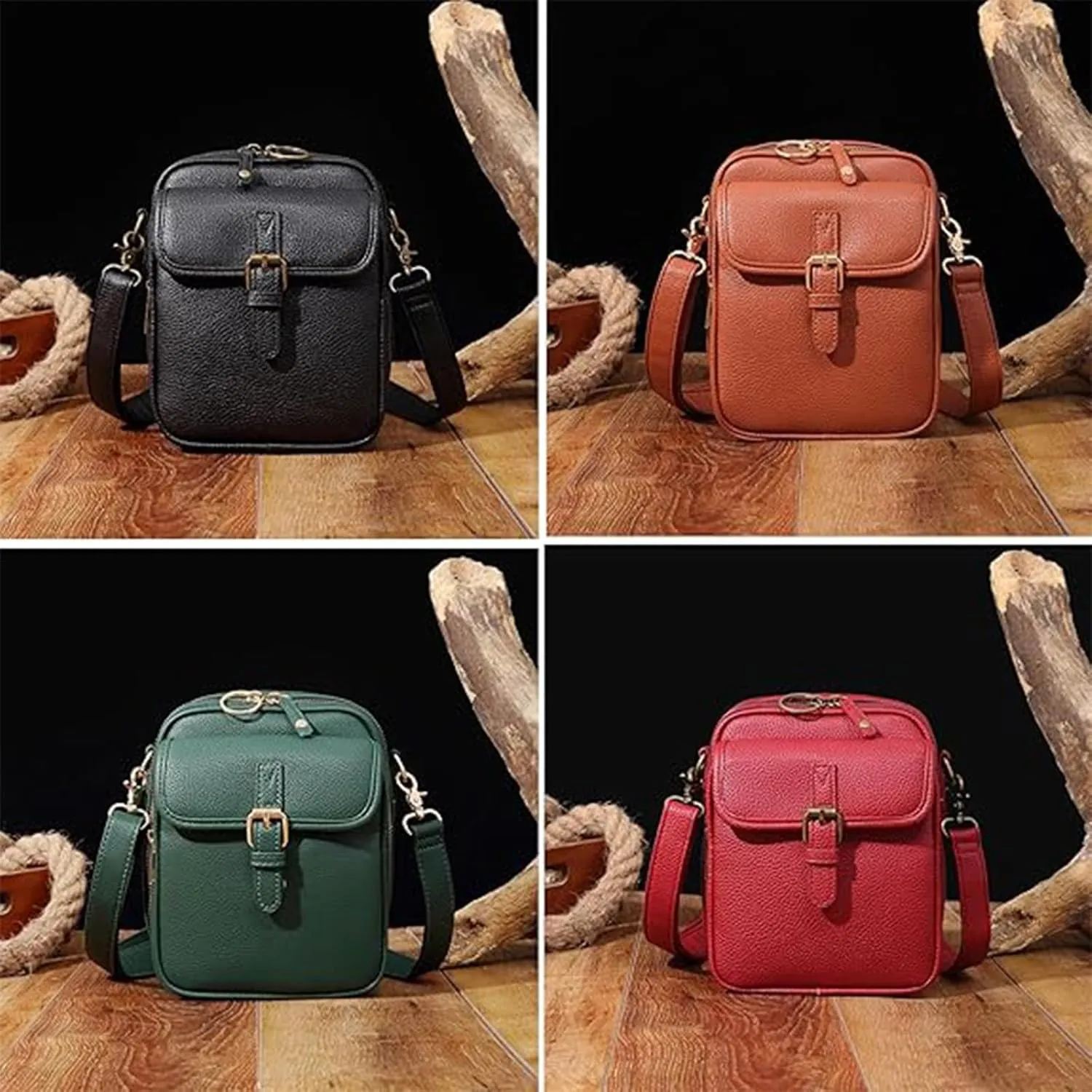 Comebybuy Purse Vintage Mini Messenger Bag, Leather Vintage Double Layer Large Capacity Messenger Bag For Women