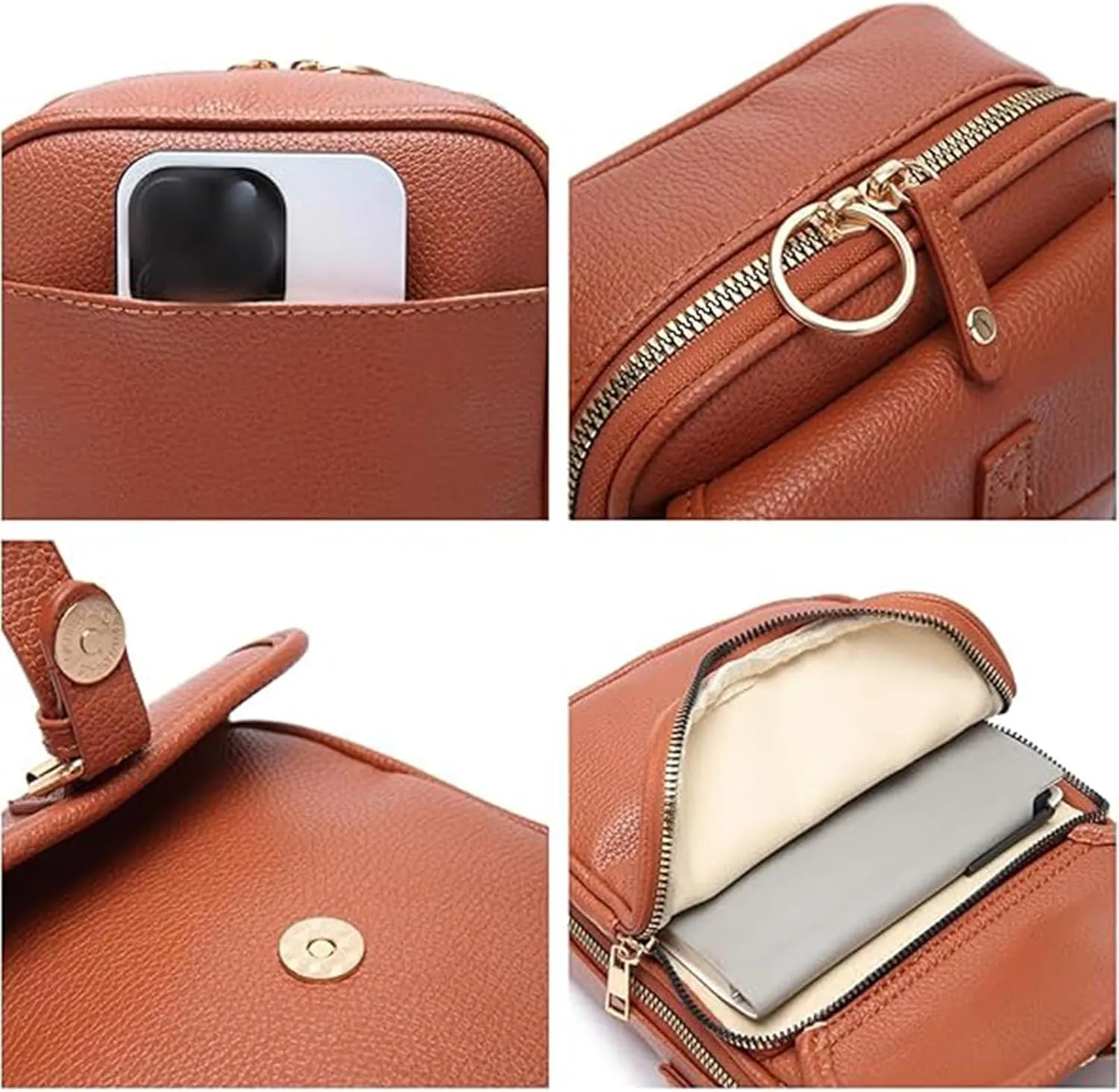 Comebybuy Purse Vintage Mini Messenger Bag, Leather Vintage Double Layer Large Capacity Messenger Bag For Women