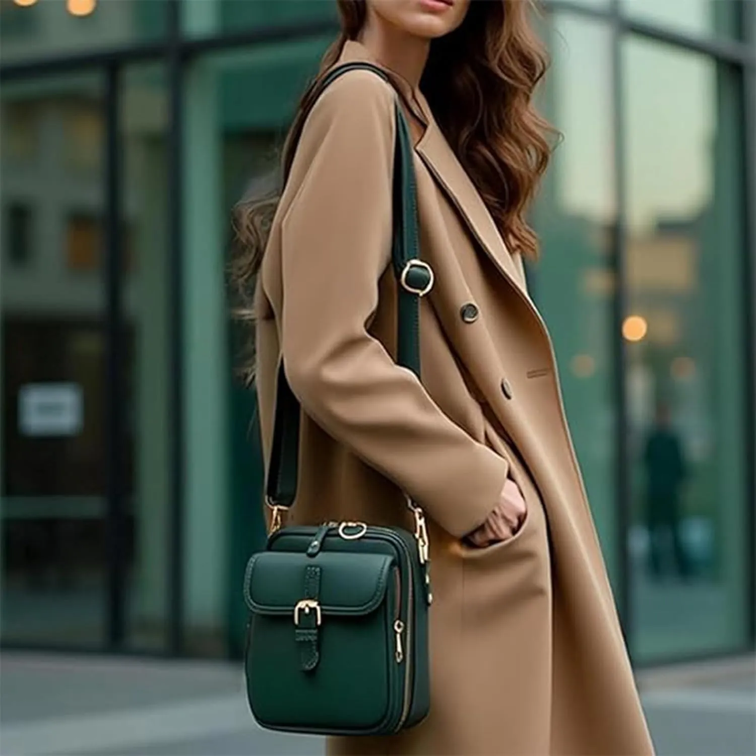 Comebybuy Purse Vintage Mini Messenger Bag, Leather Vintage Double Layer Large Capacity Messenger Bag For Women