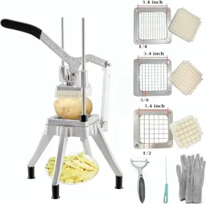 Commercial Vegetable Fruit Chopper, Professional Potato Slicer, Manual Veggie Chopper Cutter Machine, French Fry Cutter Kitchen,Stainless Steel Blades with 3 Replacement (1/4" 3/8" 1/2" Blades)