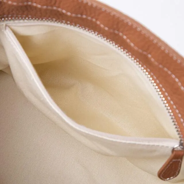 Commuter Tote Bag | Crossbody Bag | Shoulder Bucket Bag in Leather & Canvas _ Brown