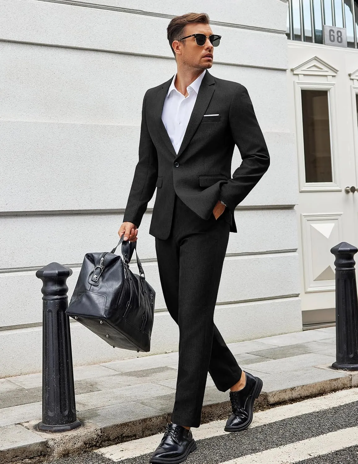 COOFANDY Men Suits Classic Fit 2 Piece Suit Set One Button Casual Blazer Wedding Bussiness Suit Separates