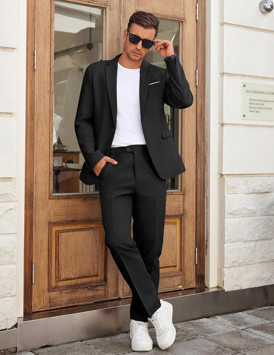 COOFANDY Men Suits Classic Fit 2 Piece Suit Set One Button Casual Blazer Wedding Bussiness Suit Separates