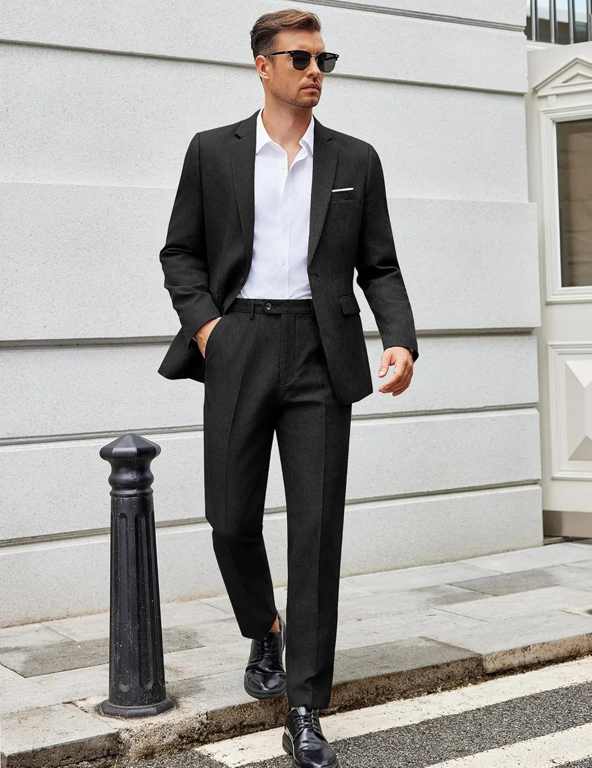 COOFANDY Men Suits Classic Fit 2 Piece Suit Set One Button Casual Blazer Wedding Bussiness Suit Separates