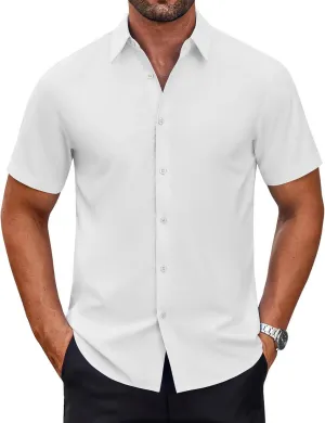 COOFANDY Mens Short Sleeve Dress Shirts Wrinkle Free Casual Button Down Shirts Summer Untucked Dress Shirt