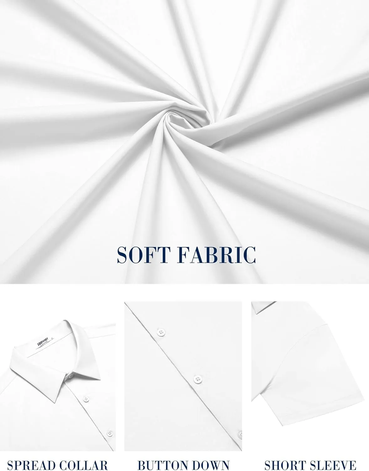 COOFANDY Mens Short Sleeve Dress Shirts Wrinkle Free Casual Button Down Shirts Summer Untucked Dress Shirt