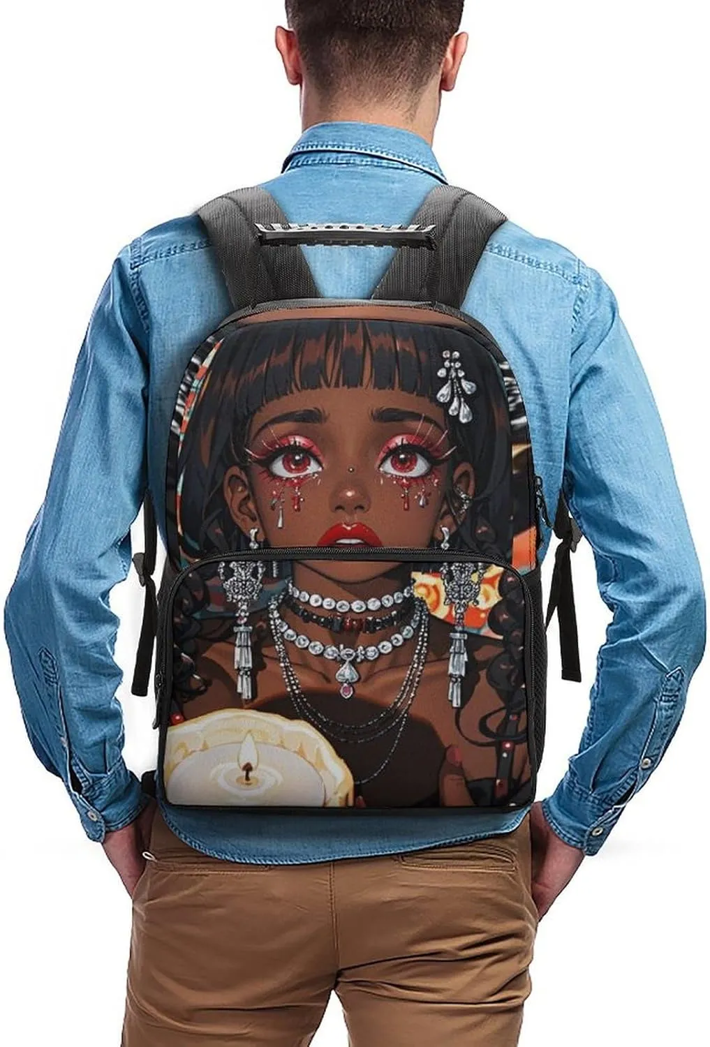 Cool African American Woman Bold And Colorful Art Backpack Polyester Multipurpose Anti-Theft Shoulder Bag Big Capacity Gym Outdoor Hiking Backpack With Padded Straps