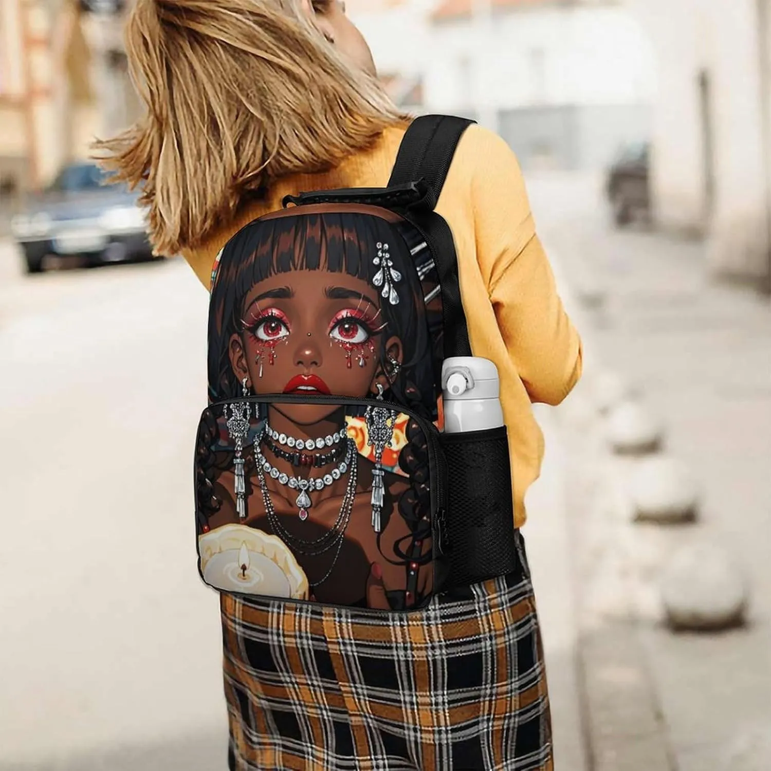 Cool African American Woman Bold And Colorful Art Backpack Polyester Multipurpose Anti-Theft Shoulder Bag Big Capacity Gym Outdoor Hiking Backpack With Padded Straps