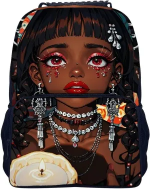 Cool African American Woman Bold And Colorful Art Backpack Polyester Multipurpose Anti-Theft Shoulder Bag Big Capacity Gym Outdoor Hiking Backpack With Padded Straps