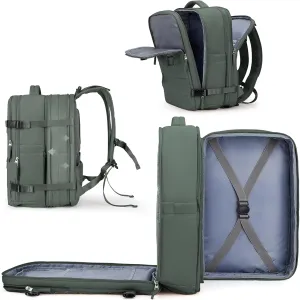 coowoz Large Travel Backpack For Women Men, Carry On Backpack,Hiking Backpack Waterproof Outdoor Sports Rucksack Casual Daypack Expandable Heavy Duty Extra large Backpack Olive Green EX