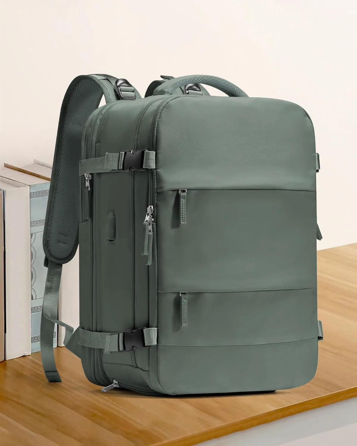 coowoz Large Travel Backpack For Women Men, Carry On Backpack,Hiking Backpack Waterproof Outdoor Sports Rucksack Casual Daypack Expandable Heavy Duty Extra large Backpack Olive Green EX