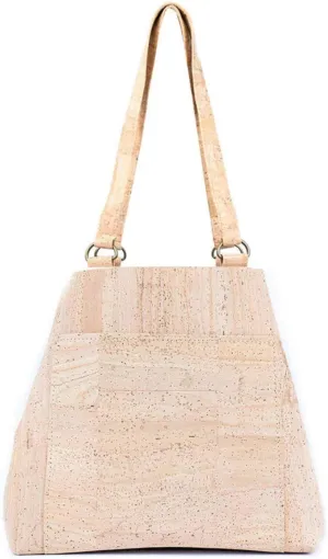 Cork Shoulder Tote Bag for Women, Natural Cork Material, 11L x 10H x 3.5D inches, Light Beige