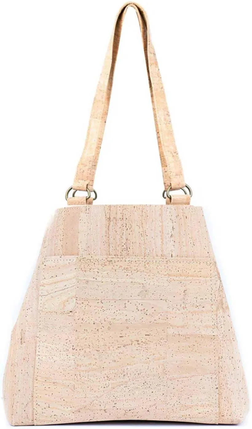 Cork Shoulder Tote Bag for Women, Natural Cork Material, 11L x 10H x 3.5D inches, Light Beige