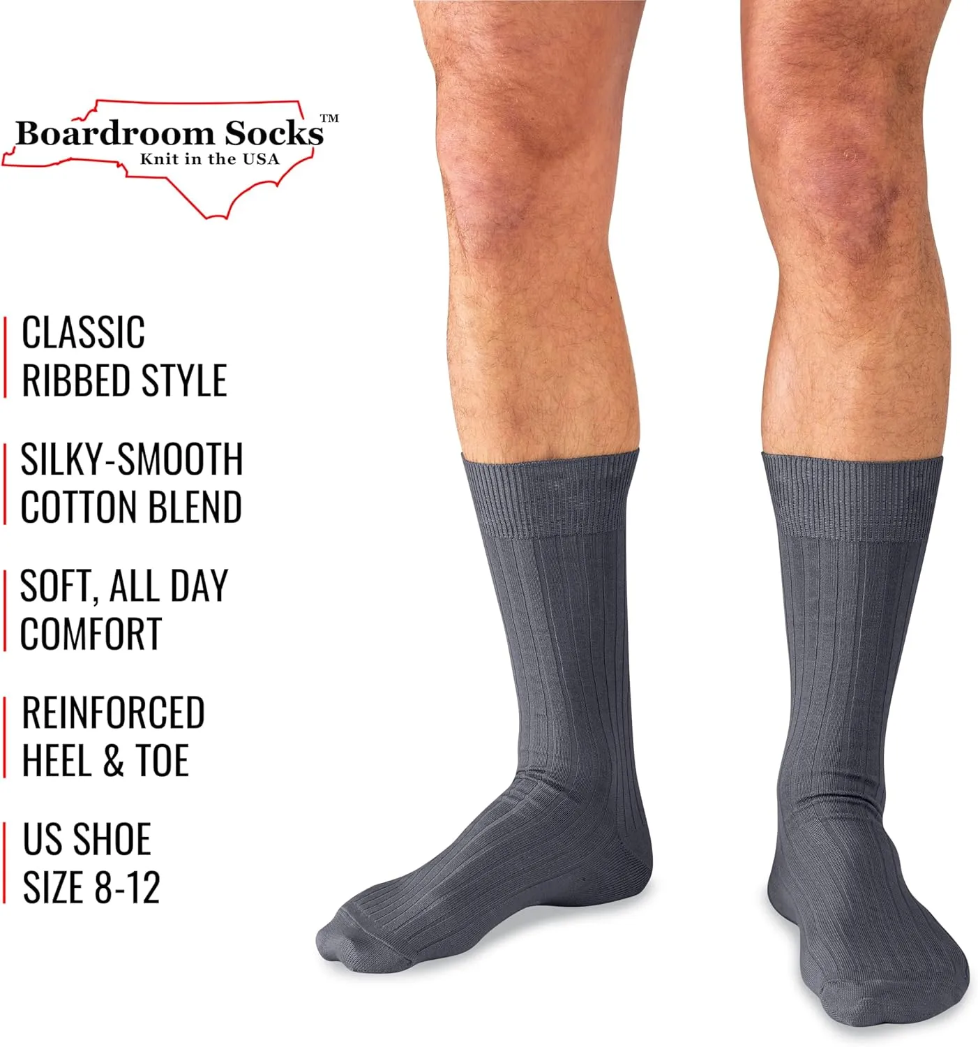 Cotton Dress Socks for Men – Comfortable Men’s Executive Socks – Classic Mid-Calf Dress Socks by Boardroom Socks