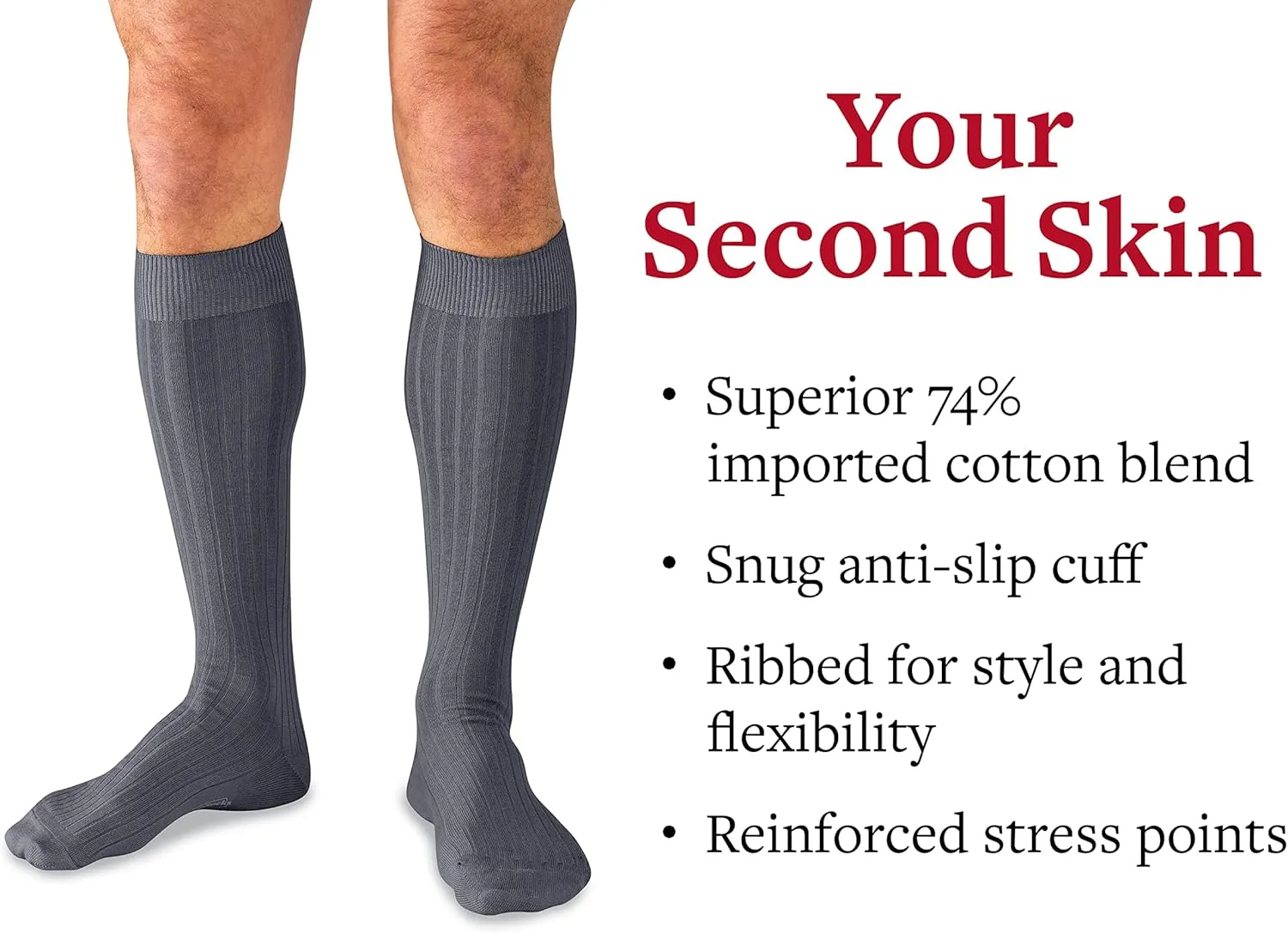 Cotton Dress Socks for Men – Knee High Men's Executive Socks – Classic Over the Calf Dress Socks by Boardroom Socks