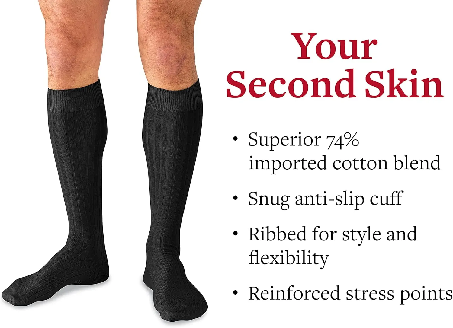 Cotton Dress Socks for Men – Knee High Men's Executive Socks – Classic Over the Calf Dress Socks by Boardroom Socks