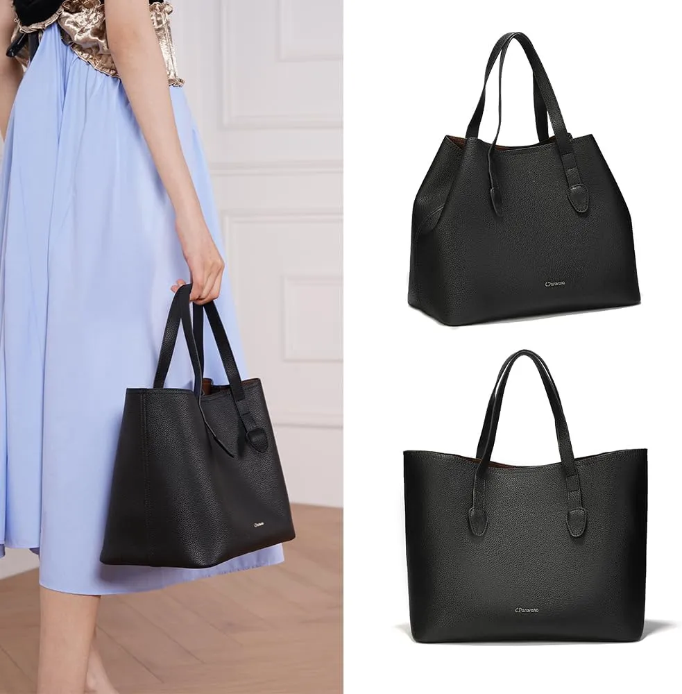 C.Paravano Large Capacity Tote Handbag | Full Grain Leather Tote Bag | Hobo Bag | Women's Top Handle Tote | Travel Work Tote