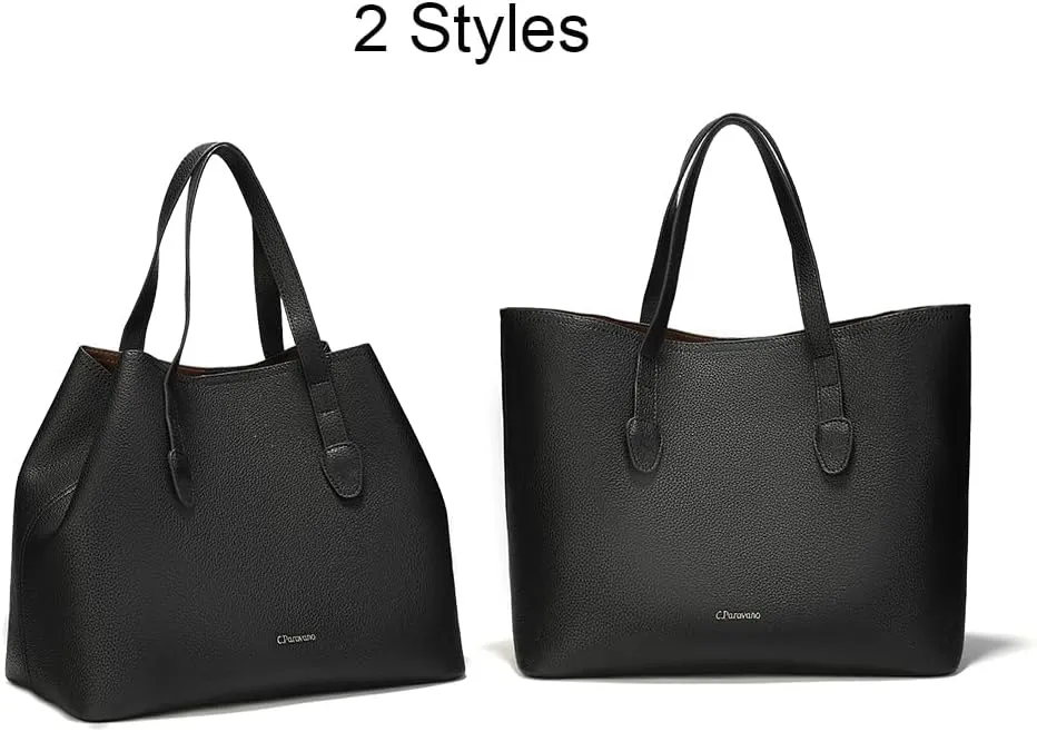 C.Paravano Large Capacity Tote Handbag | Full Grain Leather Tote Bag | Hobo Bag | Women's Top Handle Tote | Travel Work Tote