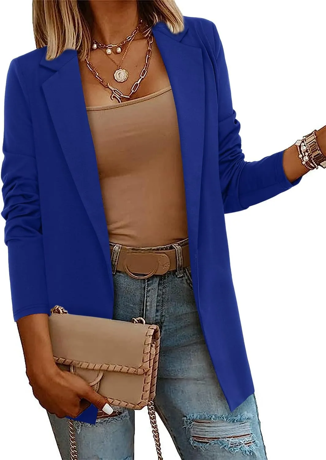 CRAZY GRID Women Casual Blazer Fashion Lightweight with Lined Professional Work Office Suit Jacket