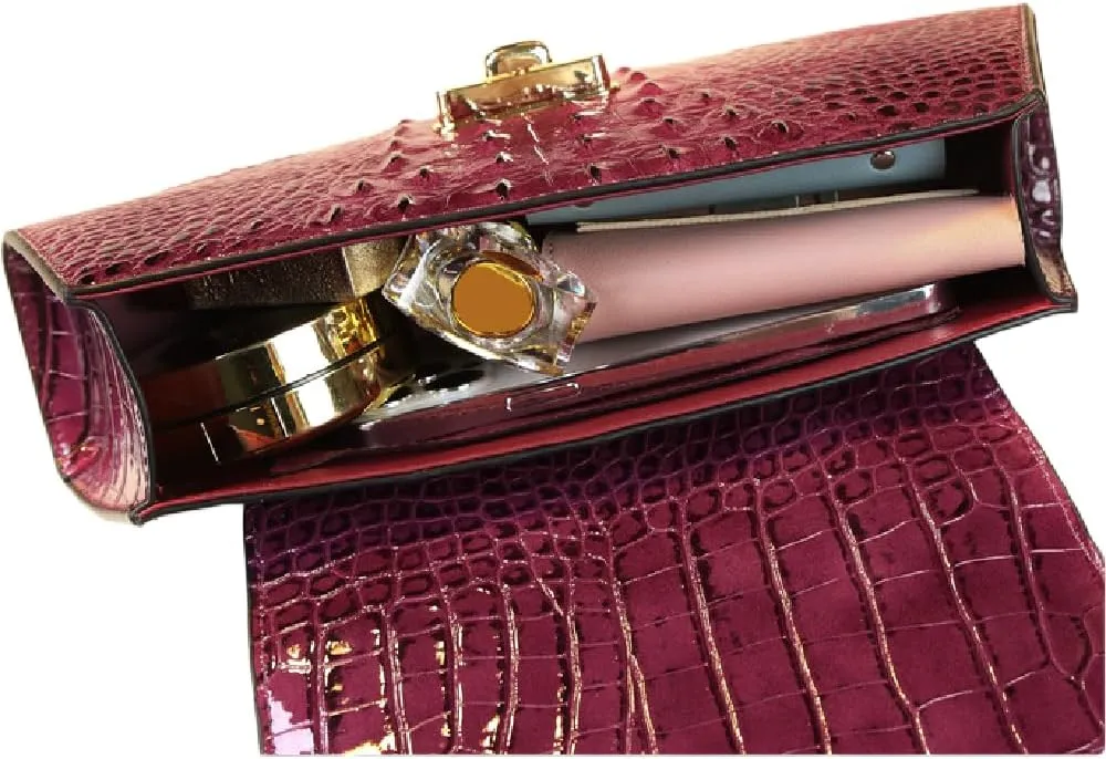 Crocodile Pattern Leather Women's Bag Small Design Saddle Purse Top Handle Satchel Crossbody Handbag Shoulder Messenger Bags