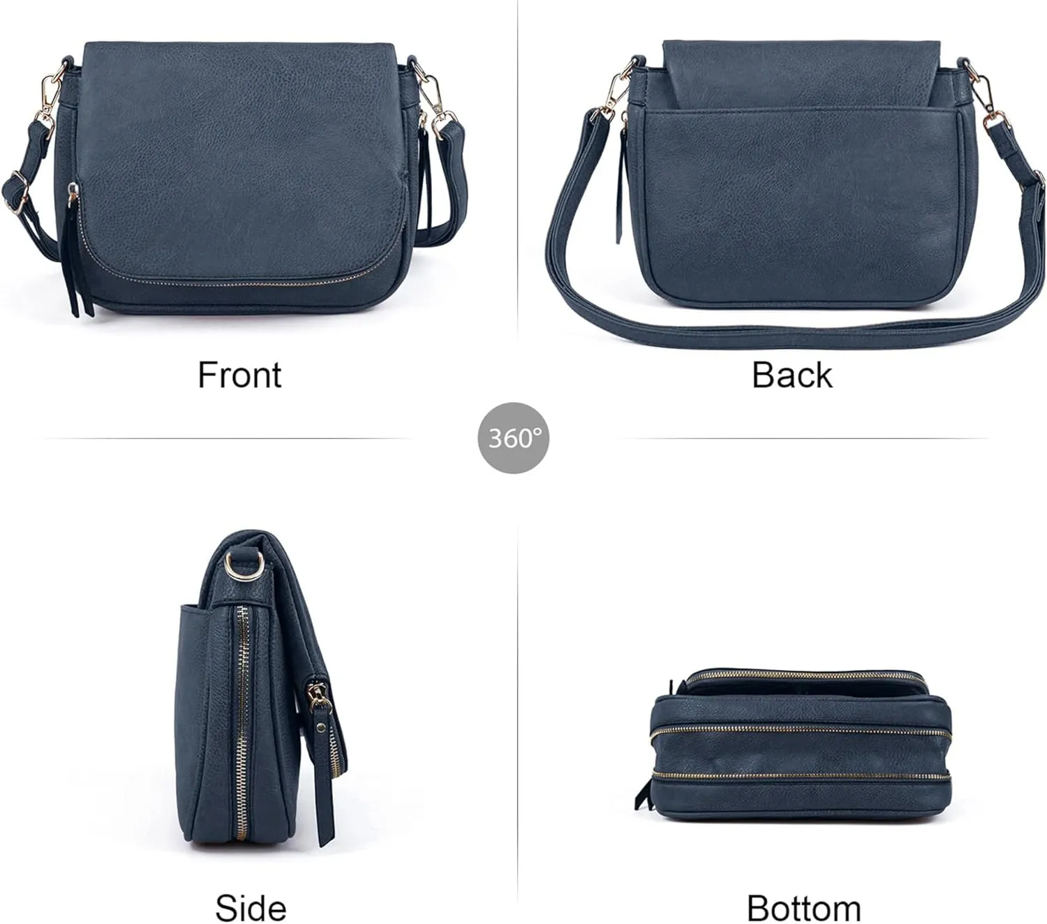 Crossbody Bags for Women Small Pu Leather Over the Shoulder Purses and Flap Cross Body Handbags with Multi Pockets