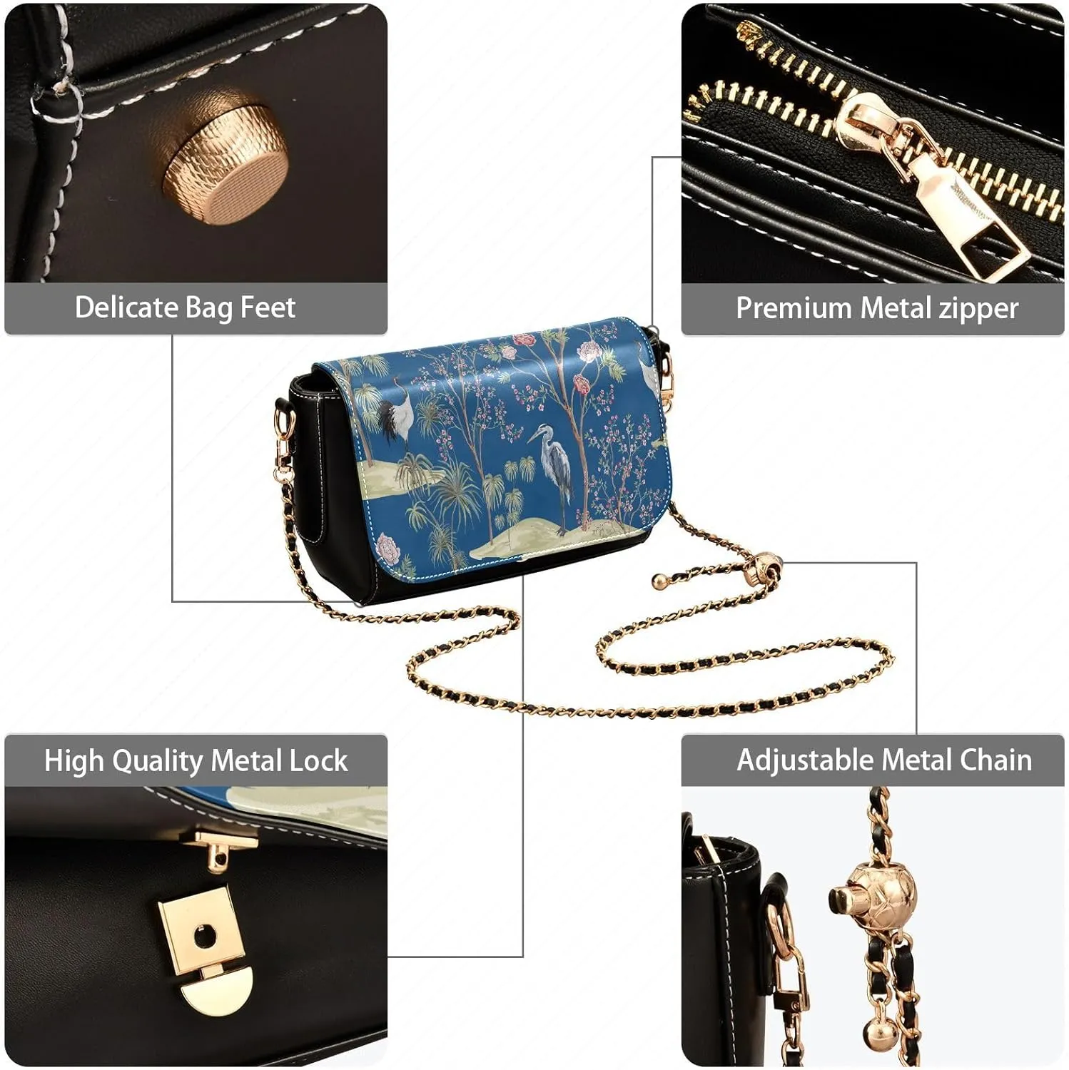 Crossbody Bags for Women Trendy Women's Black Shoulder Bag Small PU Leather Flap Cross Body Bag Handbags