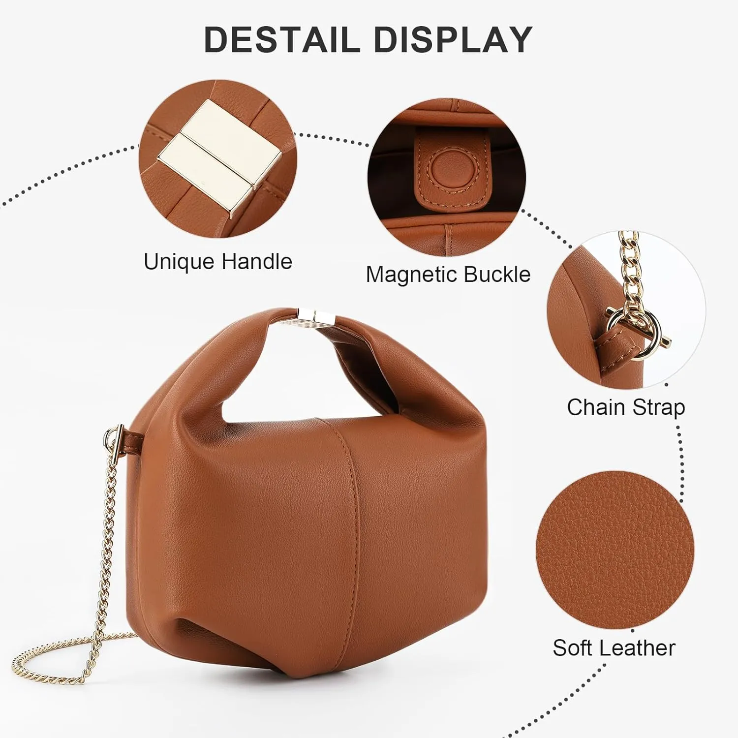 Crossbody Bags Purse Top Handle Bag Chic Dumpling Clutch Designer Small Faux Leather Shoulder Hobo Satchels for Women