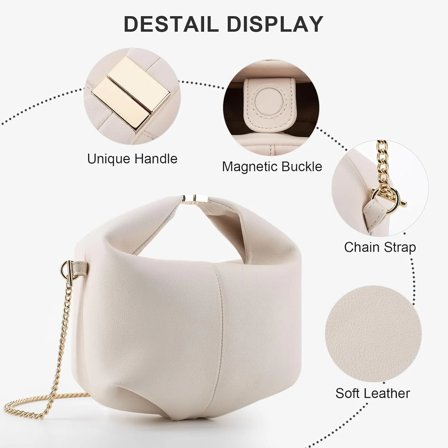Crossbody Bags Purse Top Handle Bag Chic Dumpling Clutch Designer Small Faux Leather Shoulder Hobo Satchels for Women