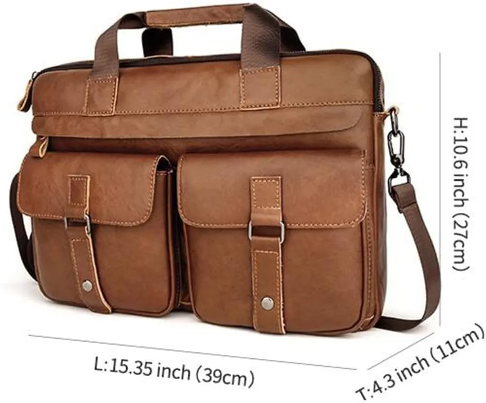 CSCDD Computer handbag European and American retro leather messenger shoulder bag men's briefcase business