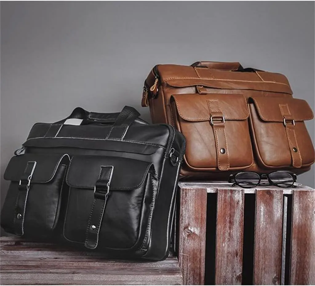 CSCDD Computer handbag European and American retro leather messenger shoulder bag men's briefcase business