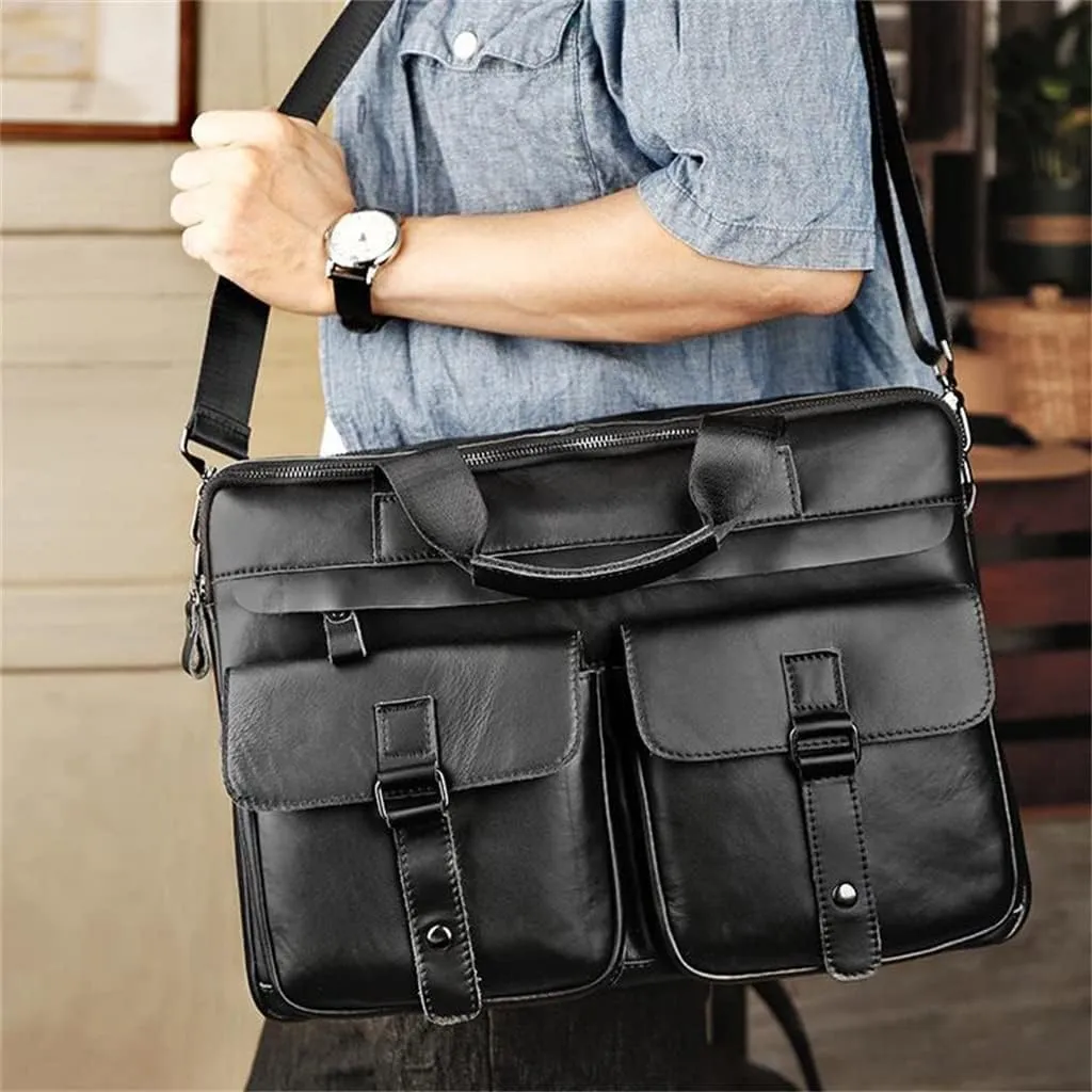 CSCDD Computer handbag European and American retro leather messenger shoulder bag men's briefcase business