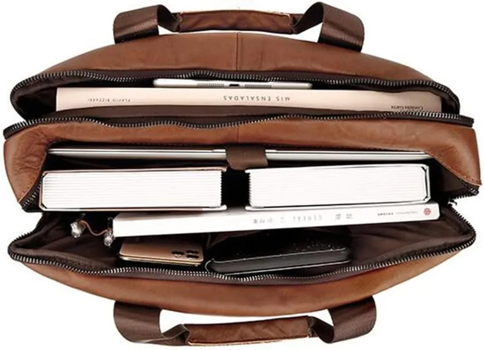 CSCDD Computer handbag European and American retro leather messenger shoulder bag men's briefcase business