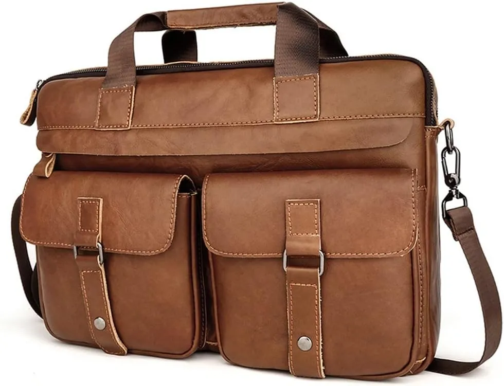 CSCDD Computer handbag European and American retro leather messenger shoulder bag men's briefcase business