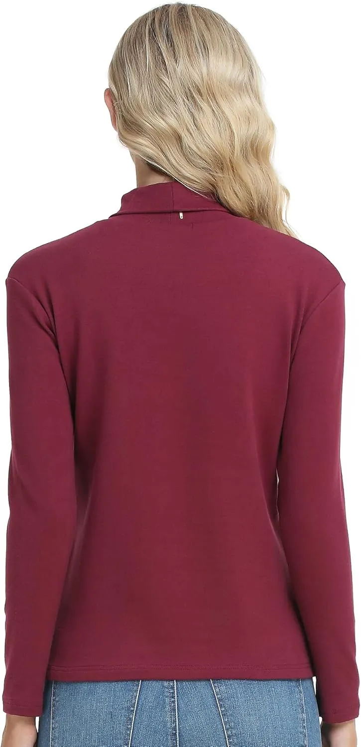 CUNYI Women's Mock Turtleneck Shirt Long Sleeve Thermal Tee Cotton Tops for Women