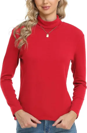 CUNYI Women's Mock Turtleneck Shirt Long Sleeve Thermal Tee Cotton Tops for Women