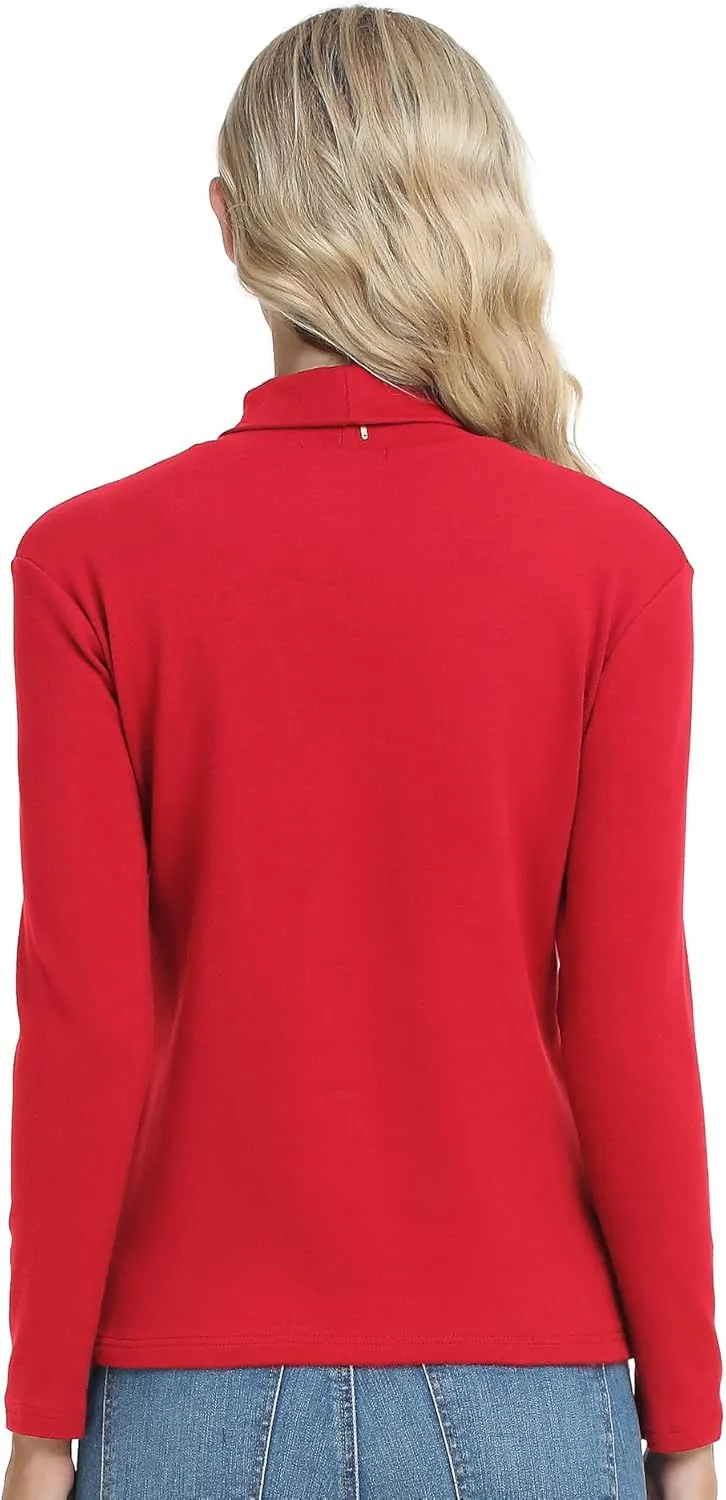 CUNYI Women's Mock Turtleneck Shirt Long Sleeve Thermal Tee Cotton Tops for Women