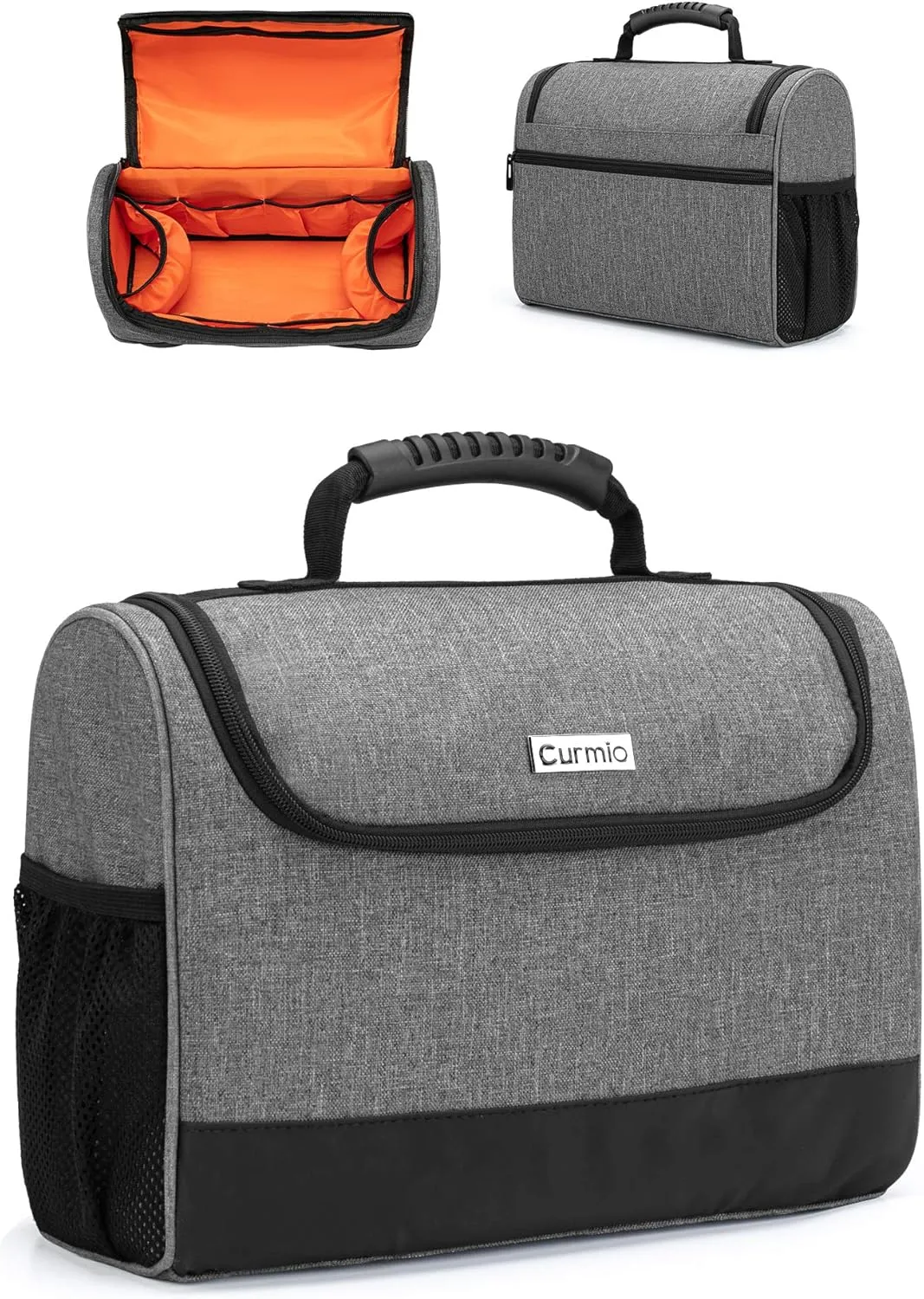 CURMIO Bartender Kit Bag, Portable Travel Carrying Bag with Rubber Handle for Bar Tools Set, For Home Indoor Outdoor Patio Party, Gray (Bag ONLY, Patent Pending)