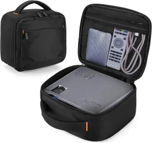 CURMIO Projector Case, Mini Projector Carrying Bag Compatible for DR.J Professional and QKK Mini Projector, Black
