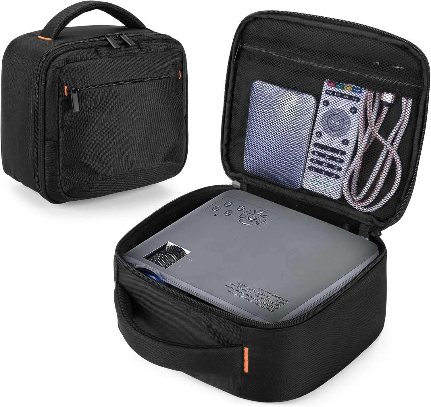 CURMIO Projector Case, Mini Projector Carrying Bag Compatible for DR.J Professional and QKK Mini Projector, Black